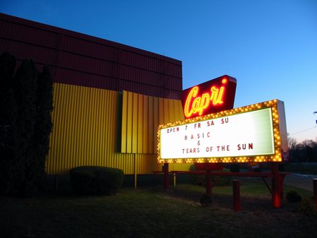 Capri Drive-In Theatre - Marquee At Night - Photo From Water Winter Wonderland (newer photo)